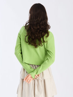 To b. by agnès b. 【Outlet】ワッフル コンパクト ロングスリーブ カーディガン グリーン