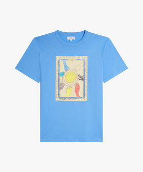 FEMME ウィメンズ プリント オーガニックコットン 半袖 アーティストTシャツ "Frederic Bruly Bouabre" ブルー系その他