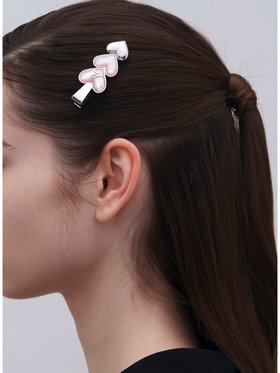 FEMME ウィメンズ "b."ロゴ ハート パール ヘアークリップ "About Love" シルバー