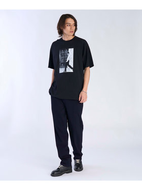 HOMME メンズ メンズ プリント コットン 半袖 アーティスト Tシャツ ”Mark Cohen” ブラック