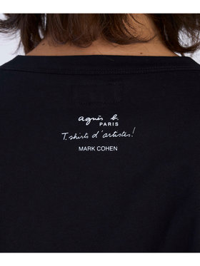 HOMME メンズ メンズ プリント コットン 半袖 アーティスト Tシャツ ”Mark Cohen” ブラック
