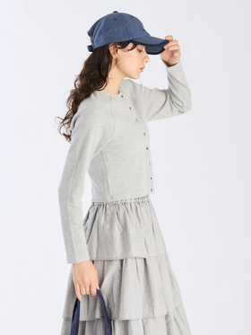 To b. by agnès b. 【Outlet】ワッフル コンパクト ロングスリーブ カーディガン グレー