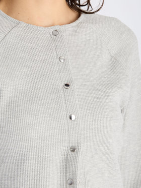 To b. by agnès b. 【Outlet】ワッフル コンパクト ロングスリーブ カーディガン グレー