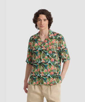 HOMME メンズ メンズ プリント 開襟 半袖 シャツ "Magnum" マルチ
