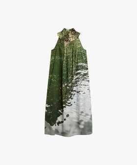 FEMME ウィメンズ フォトプリント コットン フリルカラー ワンピース "Canal" マルチ