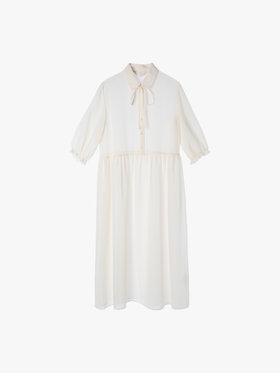 To b. by agnès b. 【Outlet】シアサッカーワンピース ホワイト