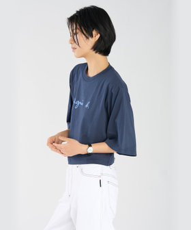 FEMME ウィメンズ ロゴ コットン 5分袖 Tシャツ "Yoko" ブルー系その他