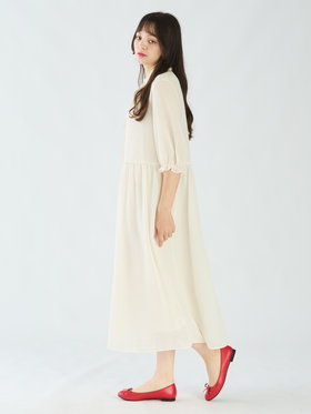 To b. by agnès b. 【Outlet】シアサッカーワンピース ホワイト
