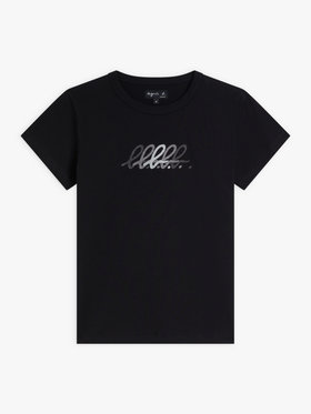 FEMME ウィメンズ "b."ロゴ 刺繍 コットン 半袖 Tシャツ "Brando" ブラック