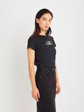 FEMME ウィメンズ "b."ロゴ 刺繍 コットン 半袖 Tシャツ "Brando" ブラック