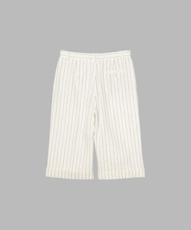 FEMME ウィメンズ ストライプ コットン リネン バミューダ パンツ "Ameline" アイボリー