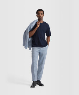 HOMME メンズ メンズ 透かし編み コットンジャージー 半袖 Tシャツ "Mark" ブルー系その他