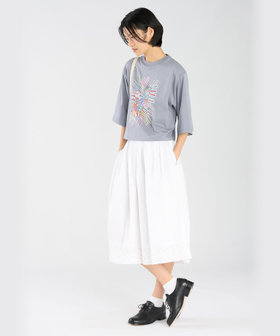 FEMME ウィメンズ プリント オーガニックコットン 5分袖 アーティスト Tシャツ "Mel Bernstine" グレー系その他