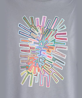 FEMME ウィメンズ プリント オーガニックコットン 5分袖 アーティスト Tシャツ "Mel Bernstine" グレー系その他