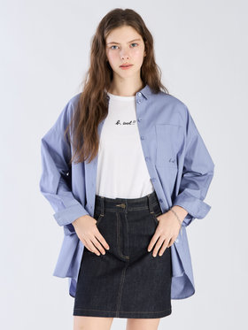 To b. by agnès b. 【Outlet】To b. by agnes b.× green label relaxing コットン 刺繍 シャツ "b. cool!!" ブルー