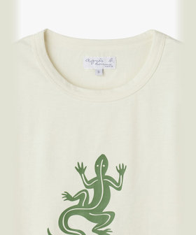 HOMME メンズ メンズ アイコニック コットン 半袖 Tシャツ "Lezard" ホワイト系その他