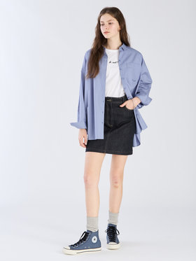 To b. by agnès b. 【Outlet】To b. by agnes b.× green label relaxing コットン 刺繍 シャツ "b. cool!!" ブルー