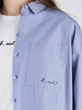 To b. by agnès b. 【Outlet】To b. by agnes b.× green label relaxing コットン 刺繍 シャツ "b. cool!!" ブルー