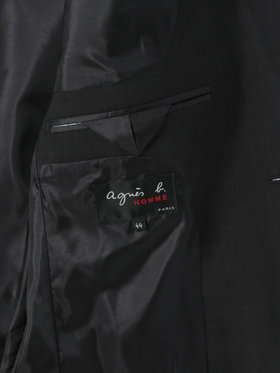 HOMME メンズ ウール テーラード ジャケット "Domino" グレー×ブラック