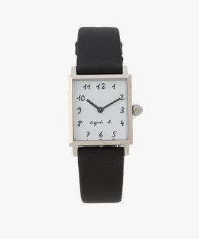 FEMME ウィメンズ ブラック レザー スクエア ウォッチ "Marcello" ブラック