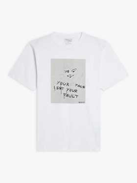 FEMME ウィメンズ オーガニックコットン プリント 半袖 アーティスト Tシャツ ”JIM JOE” ホワイト