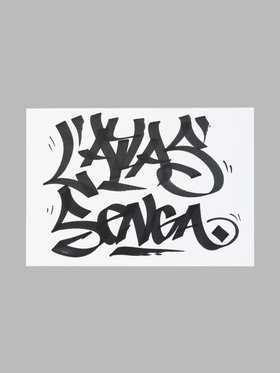 HOMME メンズ メンズ オーガニックコットン プリント 半袖 アーティスト Tシャツ "L'Atlas" ブラック