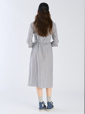 To b. by agnès b. 【Outlet】To b. by agnes b.× green label relaxing コットン 刺繍 ストライプ シャツドレス "b. cool!!" ホワイト