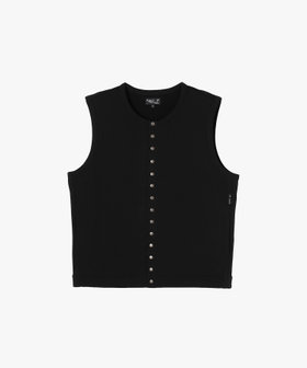 HOMME メンズ メンズ オーガニックコットン ノースリーブ カーディガンプレッション "Azur" ブラック