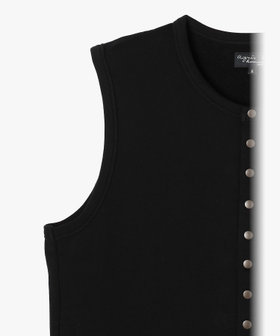 HOMME メンズ メンズ オーガニックコットン ノースリーブ カーディガンプレッション "Azur" ブラック