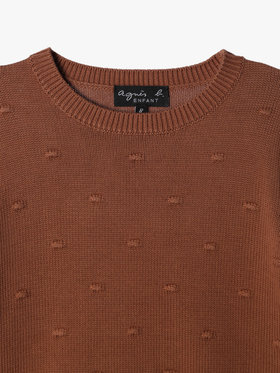 ENFANT ユニセックス キッズ ドット コットン 長袖 ニットプルオーバー ピンクゴールド