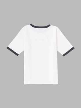 ENFANT ユニセックス キッズ ロゴ 刺繍 コットン 5分袖 Tシャツ ホワイト