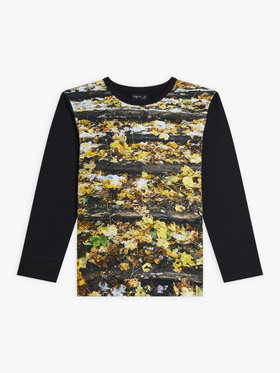 FEMME ウィメンズ フォトプリント コットン 長袖 Tシャツ ”Feuilles enneigees” マルチ