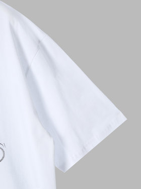 HOMME メンズ メンズ オーガニックコットン プリント 半袖 アーティスト Tシャツ ”L'Atlas” ホワイト