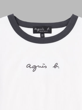 ENFANT ユニセックス キッズ ロゴ 刺繍 コットン 5分袖 Tシャツ ホワイト