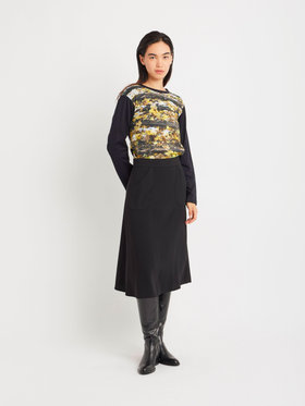 FEMME ウィメンズ フォトプリント コットン 長袖 Tシャツ ”Feuilles enneigees” マルチ