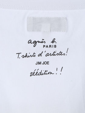 FEMME ウィメンズ オーガニックコットン プリント 半袖 アーティスト Tシャツ ”JIM JOE” ホワイト