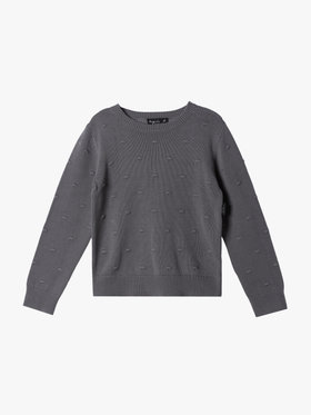 ENFANT ユニセックス キッズ ドット コットン 長袖 ニットプルオーバー グレー
