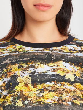 FEMME ウィメンズ フォトプリント コットン 長袖 Tシャツ ”Feuilles enneigees” マルチ