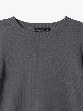 ENFANT ユニセックス キッズ ドット コットン 長袖 ニットプルオーバー グレー