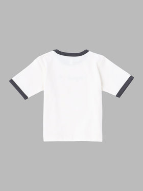 ENFANT ベビー ベビー ロゴ 刺繍 コットン 5分袖 Tシャツ ホワイト