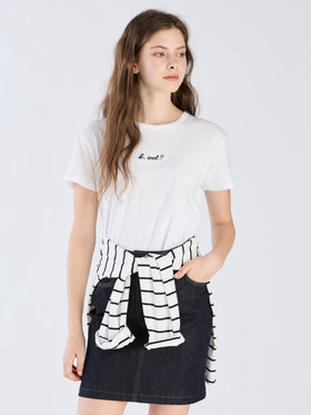 To b. by agnès b. 【Outlet】To b. by agnes b.× green label relaxing オーガニックコットン 刺繍 Tシャツ "b. cool!!" ホワイト