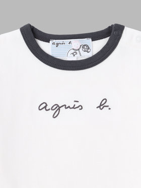 ENFANT ベビー ベビー ロゴ 刺繍 コットン 5分袖 Tシャツ ホワイト