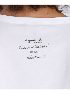 FEMME ウィメンズ オーガニックコットン プリント 半袖 アーティスト Tシャツ ”JIM JOE” ホワイト