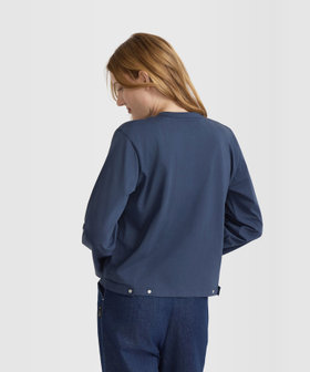 FEMME ウィメンズ オーガニックコットン 長袖 カーディガンプレッション "Le Classique" ブルー系その他