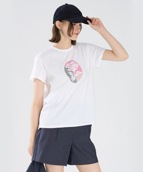 To b. by agnès b. Blooms in Dots(Rose)  オーガニックコットン 半袖 アーティスト Tシャツ ホワイト