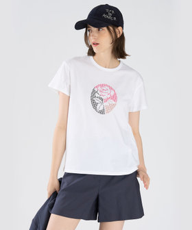 To b. by agnès b. Blooms in Dots(Rose)  オーガニックコットン 半袖 アーティスト Tシャツ ホワイト