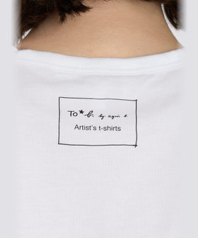 To b. by agnès b. Blooms in Dots(Rose)  オーガニックコットン 半袖 アーティスト Tシャツ ホワイト