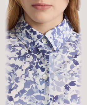 FEMME ウィメンズ フラワープリント コットン 長袖 ブラウス "Jasmine" ブルー系その他