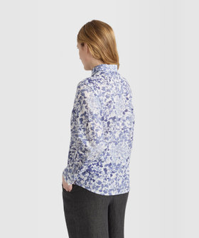 FEMME ウィメンズ フラワープリント コットン 長袖 ブラウス "Jasmine" ブルー系その他