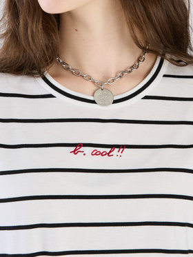 To b. by agnès b. 【Outlet】To b. by agnes b.× green label relaxing 刺繍 ボーダー Tシャツ "b. cool!!" ホワイト